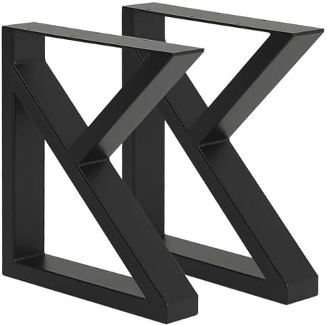 INMOZATA Tischbeine Metall 2 Stück K Form Tischfüße Schwarz Tischgestell DIY Möbelfüße für Schreibtisch Couchtisch Esstisch Sitzbank B45 x H71 cm