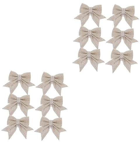 Zerodeko 12stücke Glitzernde Bow Weihnachtsbaum Anhänger Dekorative Christbaum-Ornamente Champagnerfarbe Für Festliche Weihnachtsdekoration Und Besondere Anlässe