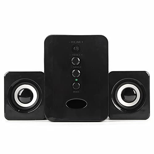 Gavigain de altavoces multimedia, Mini USB 2.1 Altavoz combinado con cable Reproductor de música bajo Subwoofer Altavoces estéreo para PC para música, películas, juegos y ordenador (Negro)