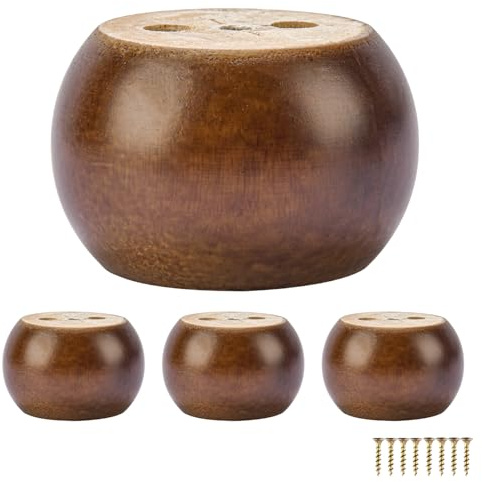 La Vane 5cm Rund Holz Möbelfüße, 4 Stück Minimalist Modern Massivholz Geometrie Möbelbeine DIY Ersatz Dekoration für Sofa Bett Schrank Couchtisch Kommode | Minimalistisches und modernes Design, vorgebohrte Löcher und Schrauben für einfaches Heimwerken, ideal für niedrige Möbel