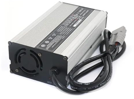 HYDTGZ Chargeur de Batterie 48 Volts 48 V 15 A Chargeurs de Batteries au Plomb Acide avec Prise Anderson 50 A pour Voiturette de Golf, Chariot Élévateur, Autolaveuse, Bateau,Argent