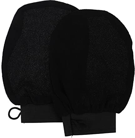 Ipetboom Guantes Exfoliantes Corporales para Eliminar Piel Muerta, Efecto Masaje y Limpieza Profunda, Material Viscosa, Color Negro, Adecuado para Ducha y Baño