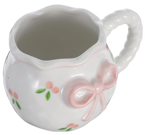 FIXOSHEE Tazza Ceramica Con Fiocco Creativo Mug Unica Per Caffè Tè e Latte Per Ufficio e Casa Design Elegante e Resistente Materiale Ceramico Di Alta Qualità Perfetta Per Regali e