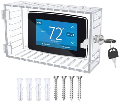 Thermostat Cover - Convenient Thermo Stat Guard | Transparent Wall Mounted Acrylic Thermostat Case Combination Lock | Clear Lock Box for Restaurant, Wall Ac Panel