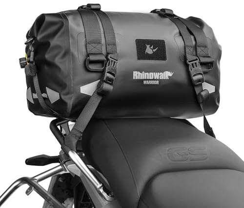 Rhinowalk - Borsa posteriore per moto, borsa asciugatura impermeabile con grande capacità per moto, ideale per campeggio, navigazione, ciclismo, 20L - Nero