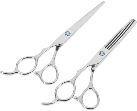 DECORNIJIA Tijeras De Peluquería Para Zurdos Acero Inoxidable 2 Piezas 6 Pulgadas Corte y Entresacar Profesionales Salón y Uso Doméstico