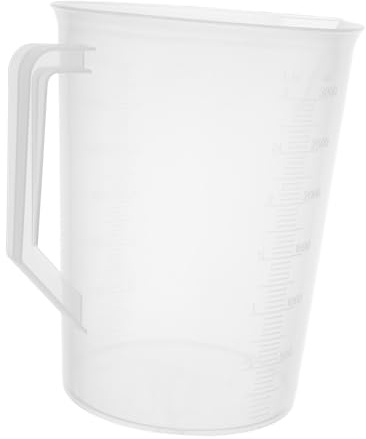 iplusmile Tazza e Antiscottatura Grande Manico in Plastica Bianca Capacità Graduata per Misurare da 3000ml Olio Uso Cucina e Officina