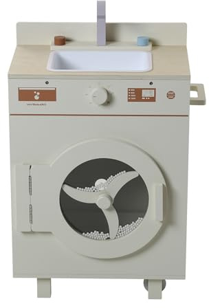 VERTBAUDET Machine à Laver et à Repasser avec Accessoires en Bois FSC® écru TU