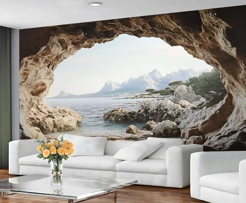 GIVLWF Landschaftstapete, Wandbild, Höhle, Schlafzimmer, Naturtapete für Wohnzimmer, nicht selbstklebende Wandbilder und Heimdekoration