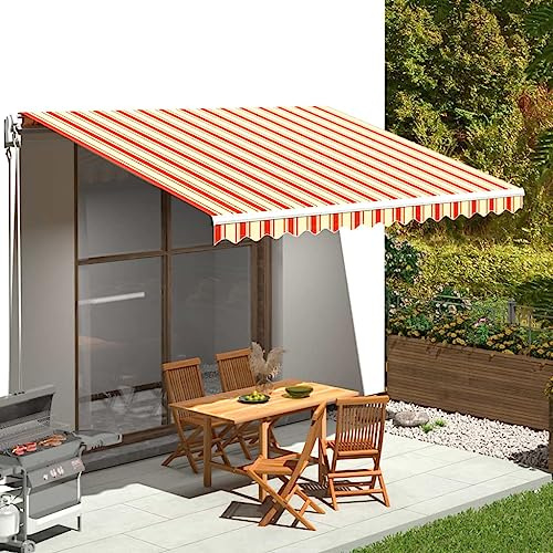 Markisenbespannung Manuelle Gelenkarmmarkise,Markisenbespannung Gelb und Orange 4,5x3 m,Balkonmarkise Für Balkon,Terrasse Und Garten,Einfache Montage
