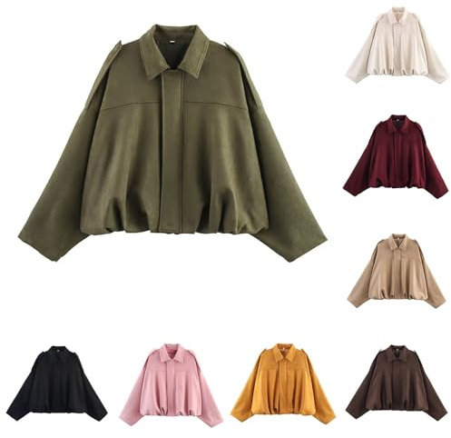 Mockajacka dam kort, övergångsjacka dam elegant avslappnad bomberjacka | Streetwear konstläderjacka PU-läder bikerjacka klassisk mocka jacka Blouson Cord motorcykel pilotjacka