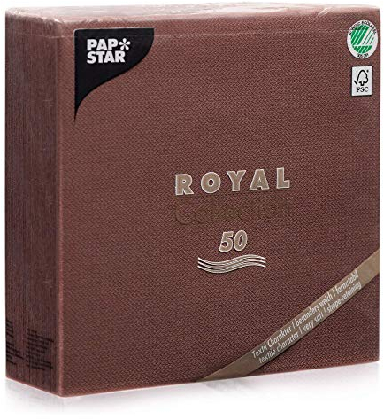 PAPSTAR 10821 Royal Collection - Servilletas (50 Unidades, Pliegue de 1/4, 40 x 40 cm), Color marrón