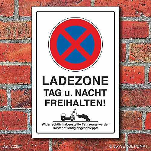 WERBEPUNKT. (2238 Schild Parkverbot, Halteverbot, Ladezone Bitte freihalten, 3 mm Alu, Hochkant (450 x 300 mm)