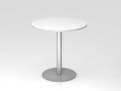 Besprechungstisch 80cm, rund Weiß/Silber