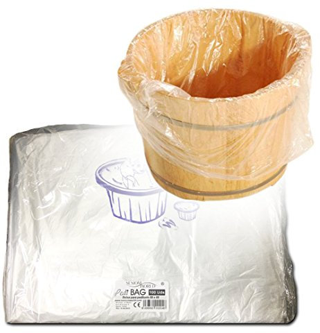Sesiomworld Pedibag Bolsa de Plástico Especial Pedicura para La Protección de Pediluvio o Bañera, Paqute de 100 unidades 100 Unidades 500 g