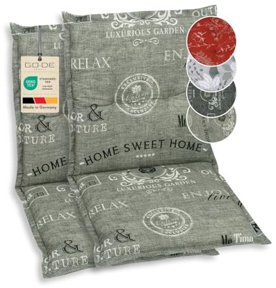 GO-DE Textil Bequeme und attraktive Polsterauflagen für Niederlehner-Gartenstühle (2er-Set, Stempel grau, Niederlehner)