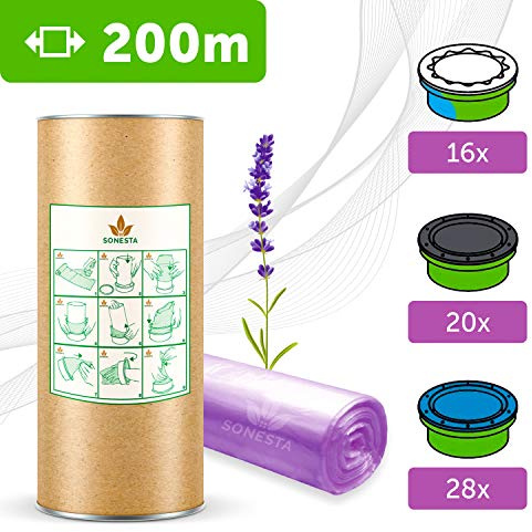 SONESTA - ECO Recharge universelle de 200 mètres de sac pour poubelle à couches Compatible avec Tomme Tipee TEC Twist and Click et Simplee et autres | Parfum Lavande