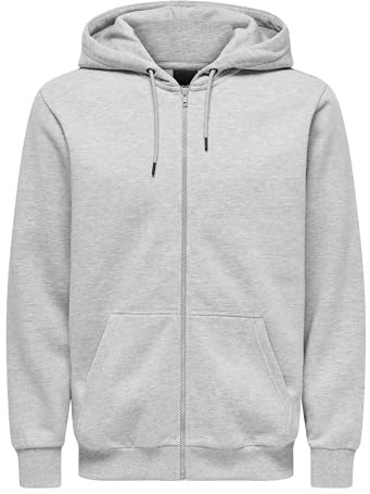 Only & Sons Sweat-Shirt à Capuche ONSCERES pour Homme, Gris Clair chiné, M