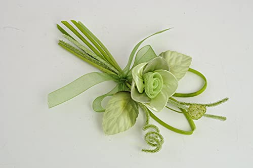 DLM-32245 (kit 12 pezzi) Fiori Finti Rosa con Rametto e Foglie Applicazioni Fai Da Te Verde bomboniera