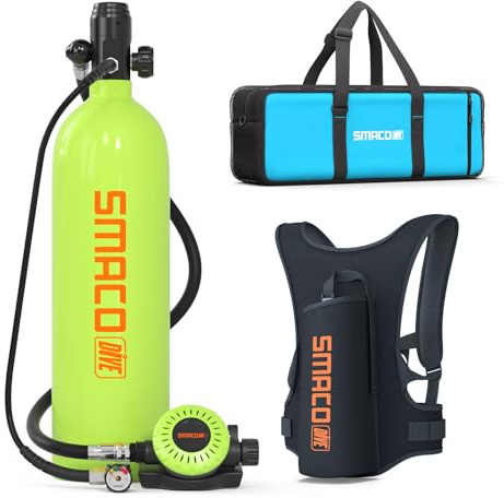 SMACO Mini Tauchflasche 2L Taucherflasche für Flachwassertauchen Unterstützung de Unterwasseratmung Tragbares Tauchflaschenset Für Tauchübungen/Unterwasserarbeiten/Unterwasserunterhaltung S700Plus