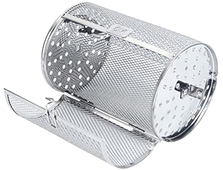 perfk 10 Pollici Cestello per Barbecue, Cestello per Griglia in Acciaio Inossidabile, Accessori per Barbecue Esterno per Arrosti Bakeware BBQ Bollitore Ad Aria Calda Cesto