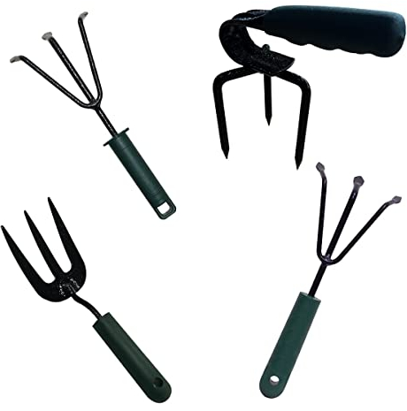Mon Mobilier Design Little Outils de Jardinage à Main Fourche + cultivateurs 3 Dents + Griffe rotative