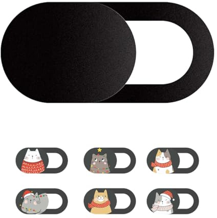 Mizi Webcam Privacy Cover Slide [6 Pack], Cute Camera Blocker Sticker, Protect Your Privacy and Security for Computer, Laptop, Tablets & Phones - Cat Xmas