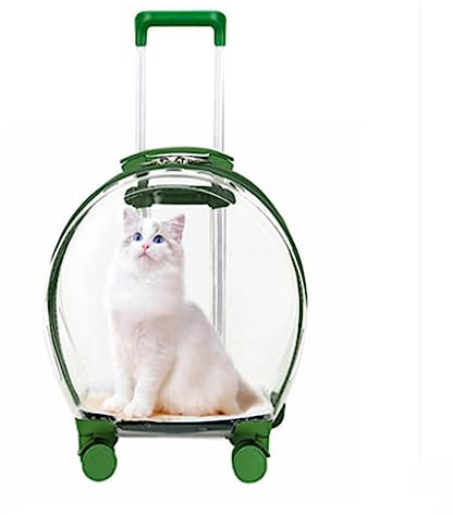 kiskick Maleta para carrito de mascotas, cápsula transparente, bolsa de viaje portátil con rueda, poste telescópico, gatos y perros, bolsa de transporte para cachorros, perros, caminatas, viajes,