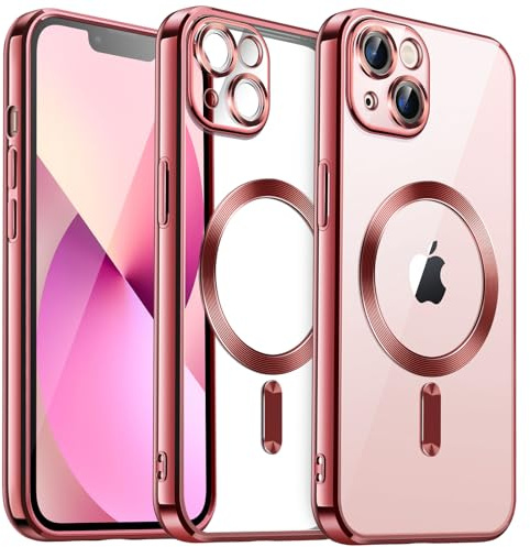 JETech Magnetische Hülle für iPhone 13, Rosa | Kompatibel mit MagSafe, Kameraschutz, Galvanisierter TPU-Rahmen, Stoßschutz