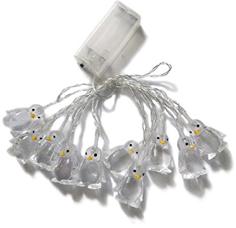 Penfly 1,65 m 10 LEDs Dekorative Pinguinform Nacht Stimmungslicht für Zuhause Innen Kinderzimmer Schlafzimmer Hochzeit Party Festival (Warmweiß)
