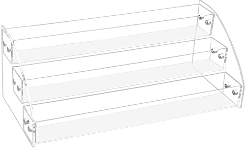Hoxfly 3 Tiers Acrylic Nail Polish Display Shelf - Clear Makeup Stand Holder for Lipstick and Polish - Durable Tabletop Rack
