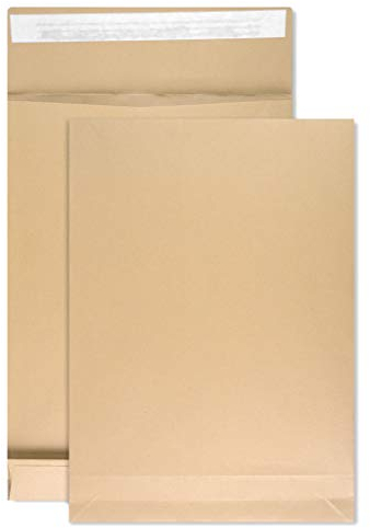 Netuno 20x braune Faltentasche DIN C4 229× 324 mm 130g braun Umschlag erweiterbar Faltenversandtasche C4 ohne Fenster große Versandtasche mit Stehboden Umschlagtasche Briefhülle C4 mit Falte