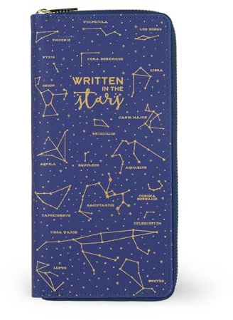 Legami - Blaue Reise-Dokumententasche, Reise-Organizer, Ausweishalter, RFID-Blocking, 4 große Taschen, 7 kleine Taschen, Reißverschluss, 11 x 24 x 3 cm, Motiv Stars, blau, L, Casual