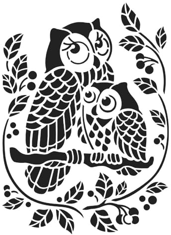 Ideen mit Herz Laser-Kunststoff-Schablone | DIN A4 | Perfekt geeignet für Textilgestaltung, Wandgestaltung, Fenster, Papier, Scrapbooking, Kinder, Basteln, DIY (Eulen)