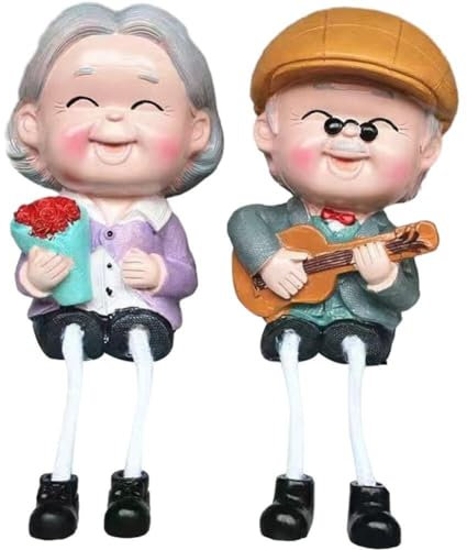 Figurine di Coppia di Anziani 1 Paio di Statue di Nonna Nonno in Resina in Miniatura di Vecchi Amanti della Dolcezza Coppia di Ornamenti per la Decorazione Domestica