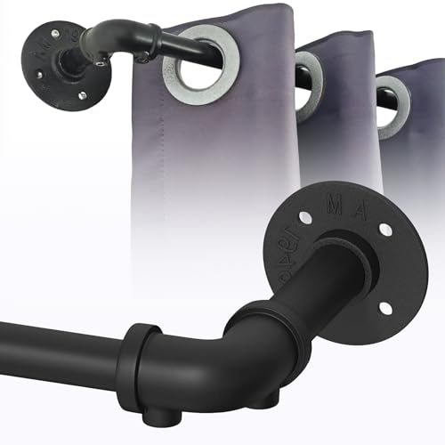 1 Stück Gardinenstange Ausziehbar Vorhangstange Schwarz Vorhangstange Deckenmontage Curtain Rod für Schlafzimmer Fenster Küche (Schwarz 110-200cm, 19mm Durchmesser)