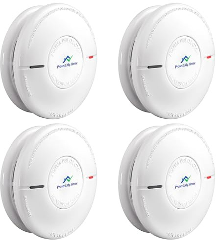 Protect My Home Smoke and Carbon Monoxide Detector Combo - CO & Smoke Alarm System with Hush Function, Self-Test Button, 10-Year Built-in Battery - Easy to Install, for Home & Office
