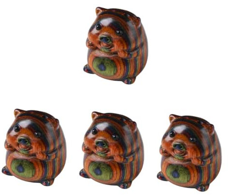 Warmhm 4 Stück Sandelholz- -Statue Als Schlüsselanhänger Chinesisches Sternzeichen Anhänger Tierfigur Aus Holz Holzdekor Desktop- Hölzern Hängende Dekoration