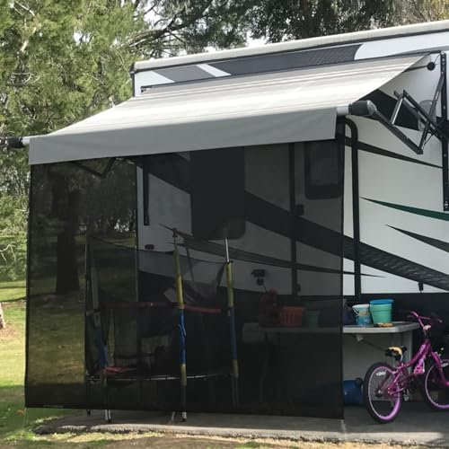 Shadeidea RV Awning Sun Shade Screen for Awning - 9' X 9' 5'' Black Mesh Sunshade Motorhome Camping Trailer UV Sunblocker Canopy Sunscreen - Offer 3 Year Warranty