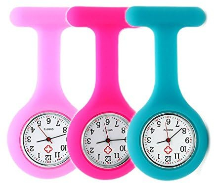 SibyTech 3er Set Krankenschwester Uhr Brosche mit Pin Clip Design Gesundheitswesen Krankenschwester Arzt Sanitäter Medizinische Brosche Fob Uhr Rosa Rose Blau, rose