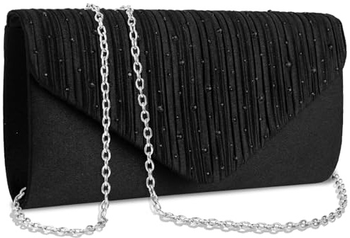 BBjinronjy Clutch Purses for Women Evening Bag Formal Rhinestone Handbags for Wedding Party Cocktail Prom Dinner Shoulder Envelope (Black)
