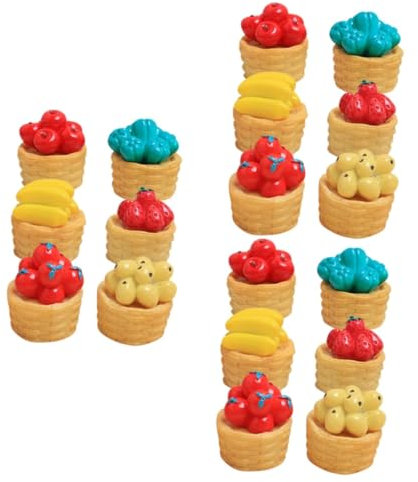 Abaodam 18pcs Dollhouse Mini Baskets Realistic Fruit Vegetable Decor Diy Miniature Food for Dollhouse Accessories
