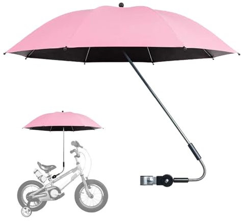 Kinderwagen-Regenschirm-Klemme, Sonnenschirm für Kinderwagen, LSF 50+, extra großer Sonnenschirm, UV-Schutz, Sonnenschirm für Kinderwagen mit Klemme, Kinderwagenschirm für Sonne, 1 x Rosa, Refer to