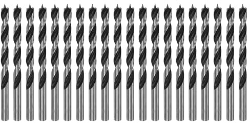 sourcing map 20pcs Brad Point Drill Bits 6mm(15/64) Dia Straight Round Shank Drill Metric Brad Point 2.4 Drilling Depth Spiral Twist Drill Bits for Carpenter Woodworking Plastic Rubber