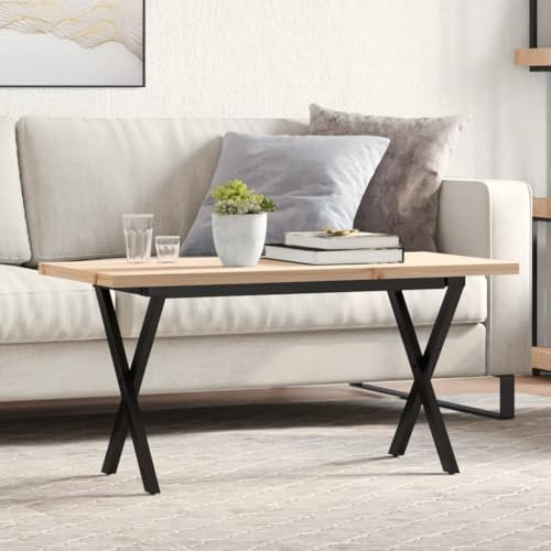Homgoday Couchtisch X-Gestell Tischbeine Tischgestell Tischfusse Möbelfüße Tischkufen Tischgestell für Moderne Couchtisch, kafftisch, Wohnzimmer 90x40x45,5cm Massivholz Kiefer & Gusseisen