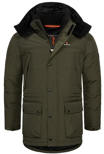 Höhenhorn Mangard Vinterjacka för män, quiltad jacka, fodrad vinterjacka, Parker Parka, Grön, XL