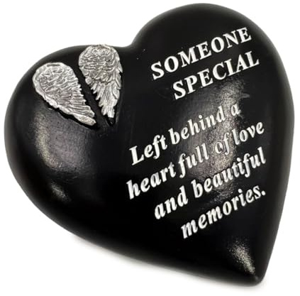 Someone Special Angel Wings Memorial Black Heart Grave Plaque Graveside Ornament Decoration