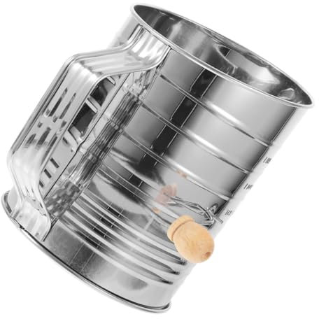 MAGICLULU Stainless Steel Flour Sieve Cup Fine Mesh Loop Agitator Hand Crank Rotary Sifter for Baking Kitchen Cooking