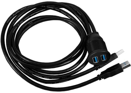 HAPINARY Dual USB 3.0 Verlängerungskabel 1m Auto USB Anschlusskabel Einbau Frontplatte Kompatibel Für Auto Boot Motorrad Anhänger