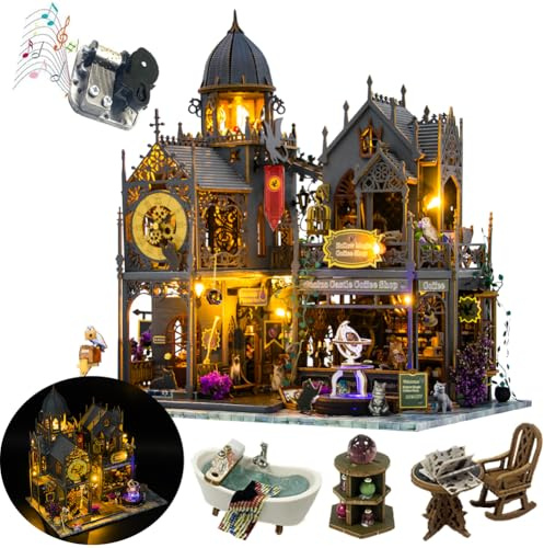 TOPBSFARNY DIY Miniatur-Puppenhaus-Set mit Möbeln, 3D-europäisches Vintage-Puppenhaus-Holzset, Holzhaus-Set, handgefertigt, Kreativität, Geburtstagsgeschenk (L2401)